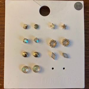 Forever 21 Gold Tone Post Stud Earrings l Set of 7 Pairs l New With Tag